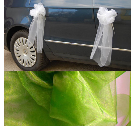 Mašle z organzy na kliky auta - zelená (1 ks)
