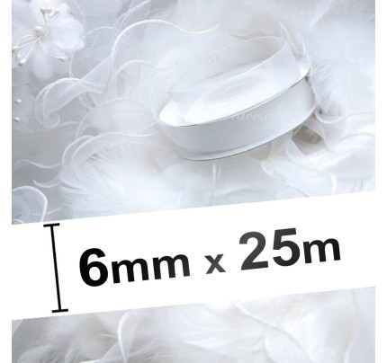Stuha šifonová - bílá (6 mm, 25 m)